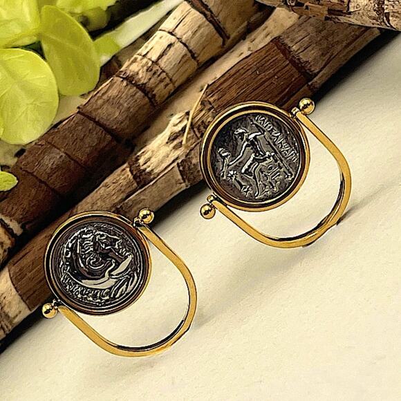 Gold Greek Roman Signet Ring Flip Zeus Hercules Unisex Double Sided Disc God… - Picture 7 of 7